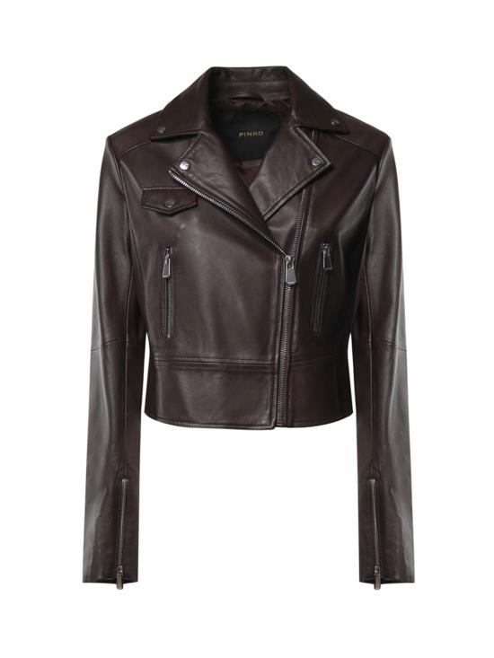 26FW 핑코 가죽 자켓 106247 A3EBL72 DARK BROWN