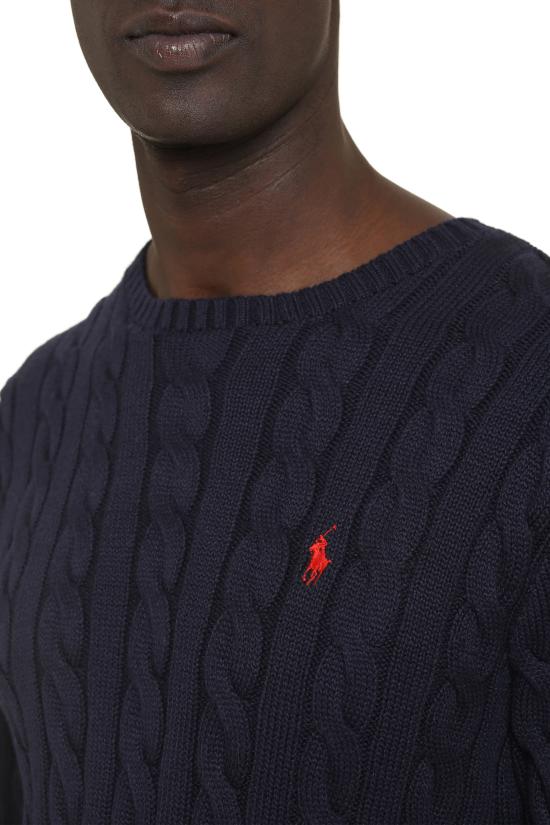  폴로 랄프로렌 로고 자수 케이블 니트 스웨터 710775885 001 blue - POLO RALPH LAUREN