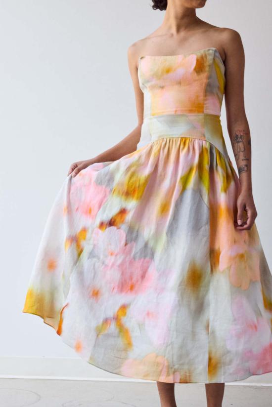  Hope For Flowers by Tracy Reese 미디 원피스 스트랩리스 드레스, 은은한 꽃무늬 - OTHER BRANDS