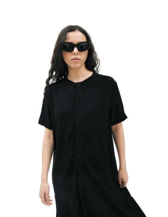  요지 야마모토 숏 원피스 패널 반팔 드레스 블랙 - YOHJI YAMAMOTO
