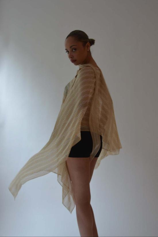  KAT ZARRA 블라우스 캣 자라 실크 스모크 카프탄 크림 체인 - OTHER BRANDS