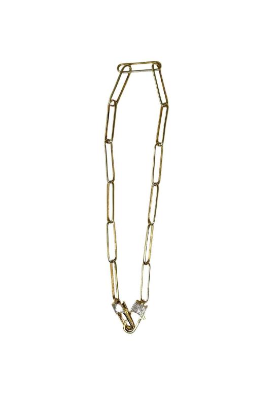  The Woods Fine Jewelry 목걸이/팬던트 더 우즈 파인 주얼리 V444 B 17.5인치 페이퍼클립 체인 더블 잠금 목걸이 (황동)