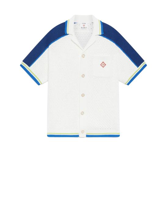 26SS 카사블랑카 반팔 셔츠 M SS26 KW 1310 01 WHITE BLUE