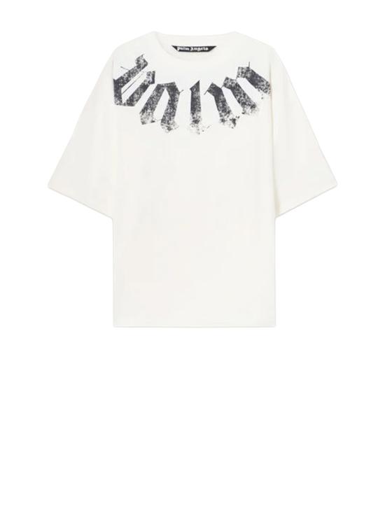26SS 팜앤젤스 빅 넥 로고 루즈 티셔츠 PMAA10DS26JER002 0310 OFF WHITE BLACK