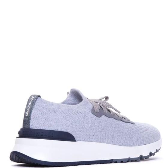  브루넬로 쿠치넬리 코튼 니트 세미 폴리쉬드 카프스킨 러너 MZUPMBO252 CB308 Silver - BRUNELLO CUCINELLI