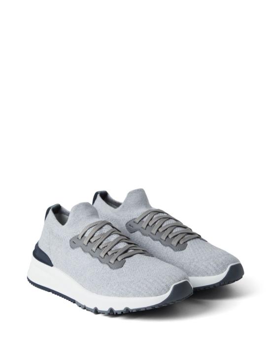  브루넬로 쿠치넬리 코튼 니트 세미 폴리쉬드 카프스킨 러너 MZUPMBO252 CB308 Silver - BRUNELLO CUCINELLI