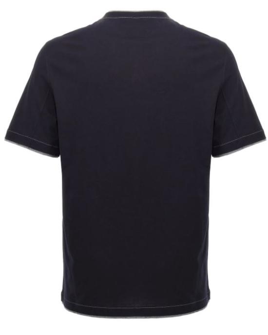 26FW 브루넬로 쿠치넬리 레이어링 코튼 저지 크루넥 티셔츠 M0B137451G CHM51 Navy grigio - BRUNELLO CUCINELLI