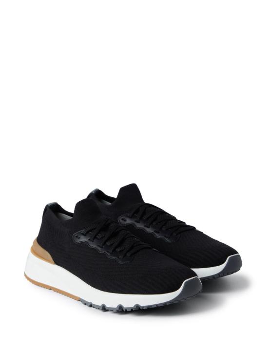 브루넬로 쿠치넬리 코튼 니트 세미 폴리쉬드 카프스킨 러너 MZUPMBO252 CIK10 Nero - BRUNELLO CUCINELLI