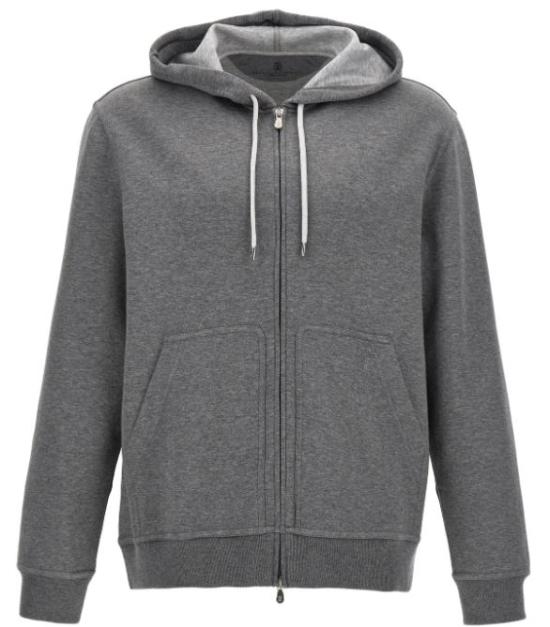  브루넬로 쿠치넬리 더블 페이스 스웨트 집업 후디 MM8319069G C1253 Grigio scuro