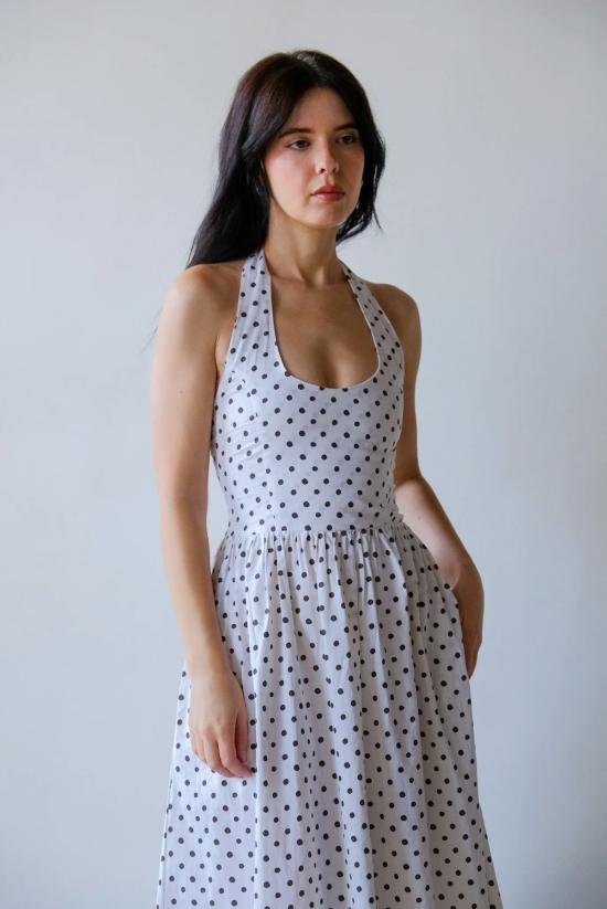  JULA 롱 원피스 Jula Hetta 홀터 맥시 도트 드레스 아이보리