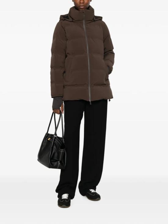 26FW 에르노 4 디렉션 스트레치 매트 패브릿 A-셰이프 재킷 4 디렉션 스트레치 매트 패브릿 A-셰이프 재킷 PI002226D 12590SZ8815 Brown - HERNO