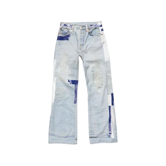 26FW 아크네 스튜디오 트롱프뢰유 테이프 데님 팬츠 트롱프뢰유 테이프 데님 팬츠 BK0783 LGBLU BLUE WHITE