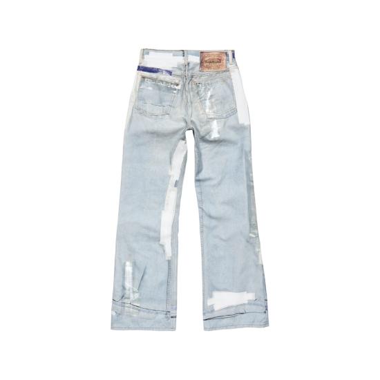26FW 아크네 스튜디오 트롱프뢰유 테이프 데님 팬츠 트롱프뢰유 테이프 데님 팬츠 BK0783 LGBLU BLUE WHITE - ACNE STUDIOS