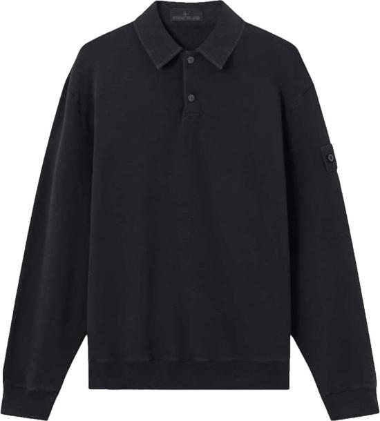 26FW 스톤 아일랜드 폴로 티셔츠 STONEISLANDL2S156100026S0F53V0029ORGANICCOTTONSTRETCHFLEECEGHOSTPOLOSWEATERBLACK