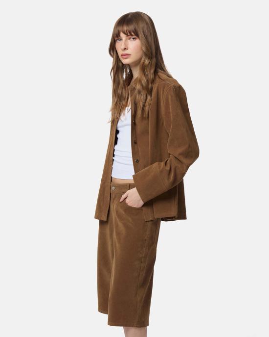  아파리 셔츠 Apparis Ren Sans Suede Overshirt Saddle Brown - APPARIS