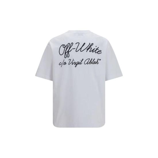  오프화이트 반팔 티셔츠 스크립트 로고 스케이트 티셔츠 화이트 - OFF WHITE