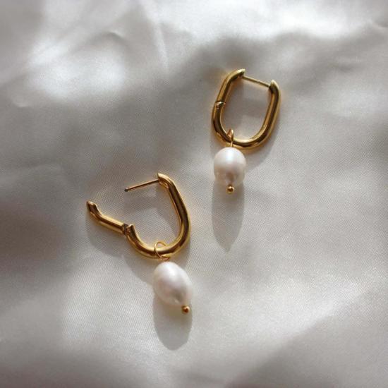  JESSA Jewelry 이어링 제사 주얼리 그레이스 후프 오벌 진주 드롭 - OTHER BRANDS