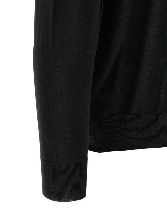 26FW 키톤 폴로 티셔츠 14미크론 울 소재 블랙 폴로 셔츠 - KITON