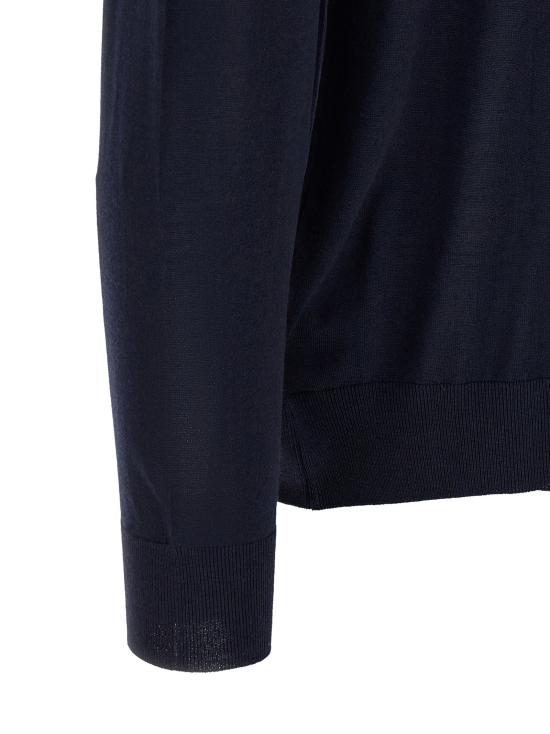 26FW 키톤 폴로 티셔츠 14미크론 울 소재의 파란색 폴로 셔츠 - KITON