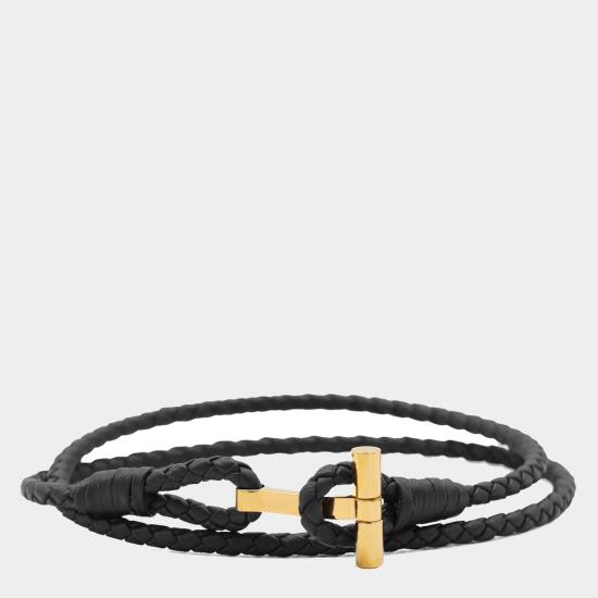 26FW 톰포드 브레이디드 레더 브레이슬릿 JM005 ICL002GNAA BLACK - TOMFORD