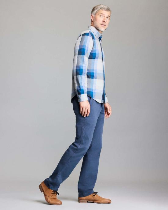  빌리 리드 셔츠 대형 체크 무늬 멜란지 터스컴비아 버튼다운  블루 멀티 - BILLY REID