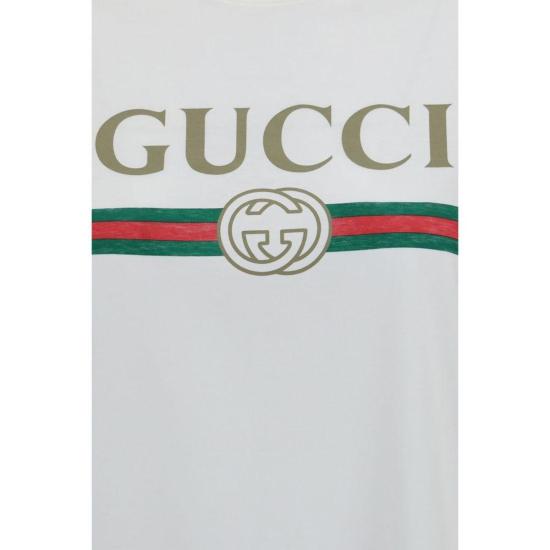  구찌 반팔 티셔츠 코튼 티셔츠 화이트 - GUCCI