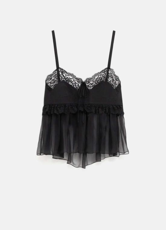  끌로에 블라우스 Chloé Haut En Crpe De Chine Soie 탑 블랙