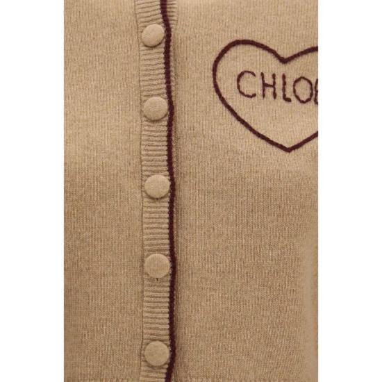  끌로에 가디건 로고 피티드  베이지 - CHLOE