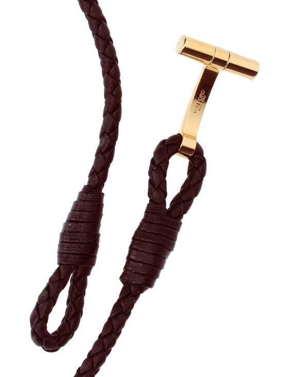 26FW 톰포드 브레이디드 레더 브레이슬릿 JM005 ICL002G EIR Brown - TOMFORD