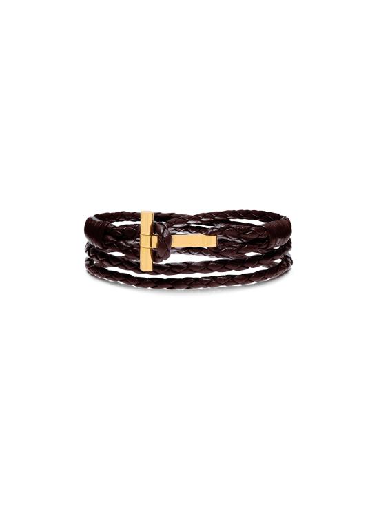 26FW 톰포드 브레이디드 레더 브레이슬릿 JM005 ICL002G EIR Brown