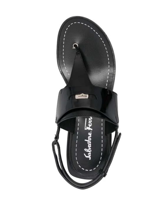  살바토레 페라가모 샌들 페라가모 로고 장식 디테일 블랙 끈 샌들 - SALVATORE FERRAGAMO