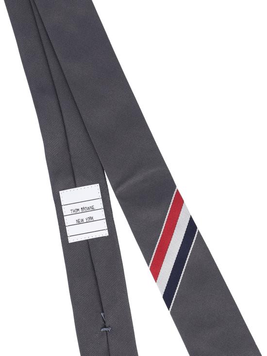 26FW 톰브라운 클래식 삼선 그로그랭 스트라이프 실크 코튼 타이 MNL001A 00991 025 Grey - THOM BROWNE