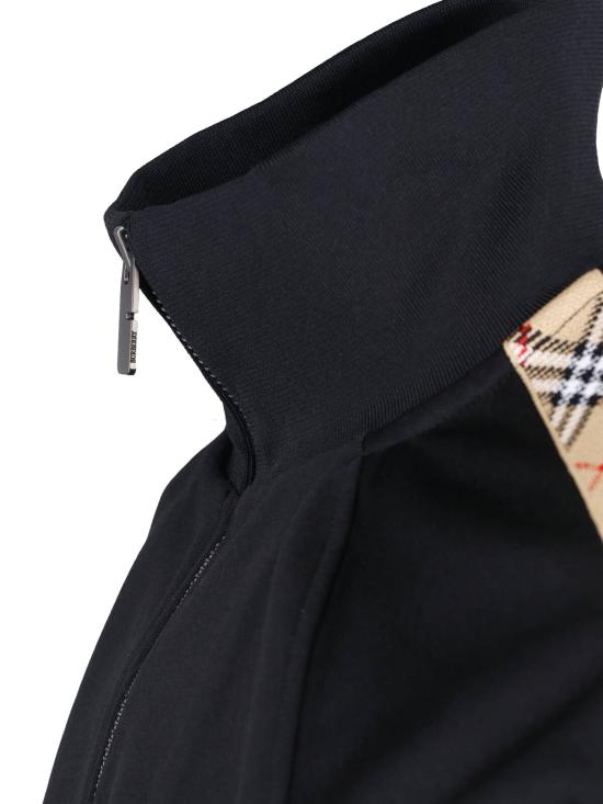26FW 버버리 체크 트림 코튼 블렌드 트랙 자켓 8110563 A1189 Black - BURBERRY