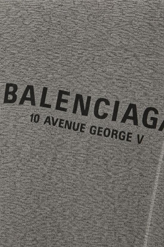 26FW 발렌시아가 로고 프린트 헤더드 미디엄 핏 티셔츠 764235TUVS2 1000 BLACK - BALENCIAGA