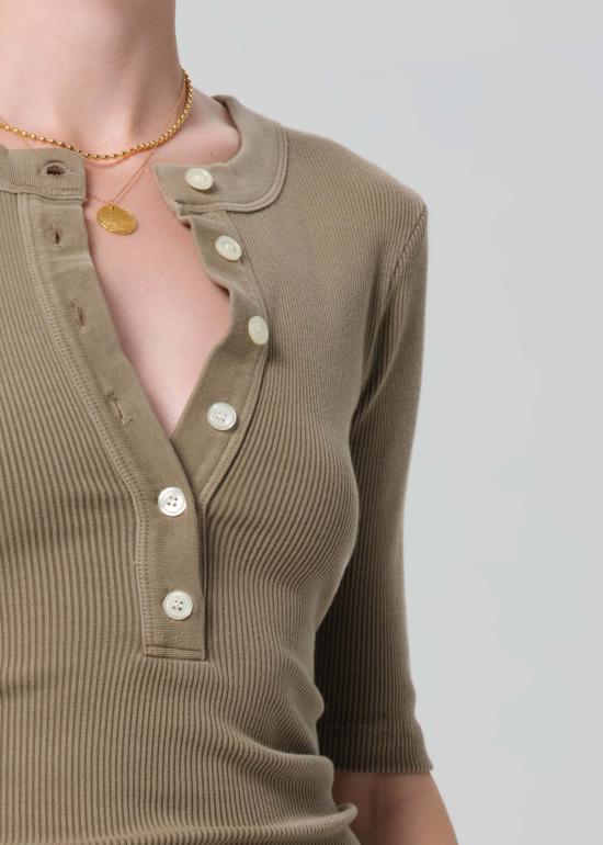  시티즌 오브 휴머니티 반팔 티셔츠 인류 시민 Nali S/S Henley Top - CITIZEN OF HUMANITY