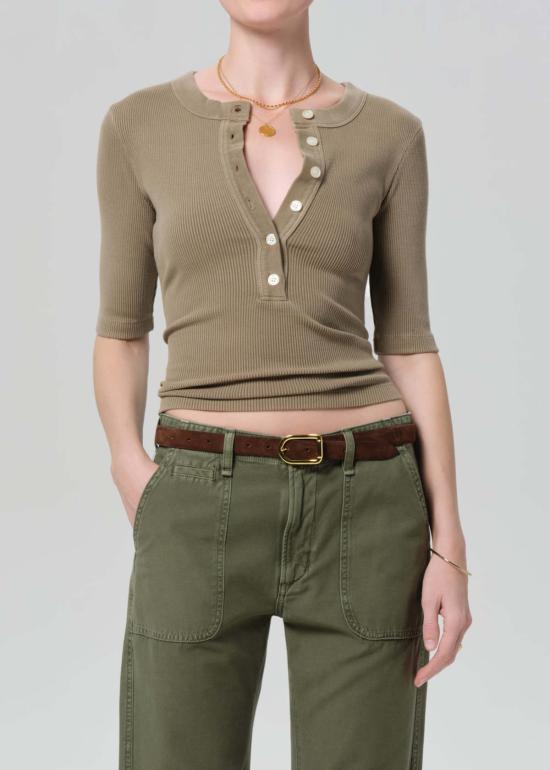  시티즌 오브 휴머니티 반팔 티셔츠 인류 시민 Nali S/S Henley Top