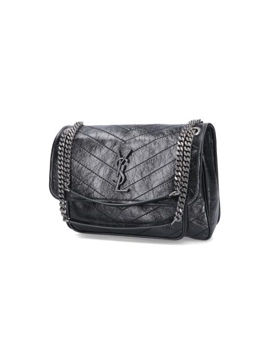 26FW 생로랑 크링클 빈티지 레더 미디움백 633158 0EN04 1000 Black - SAINT LAURENT
