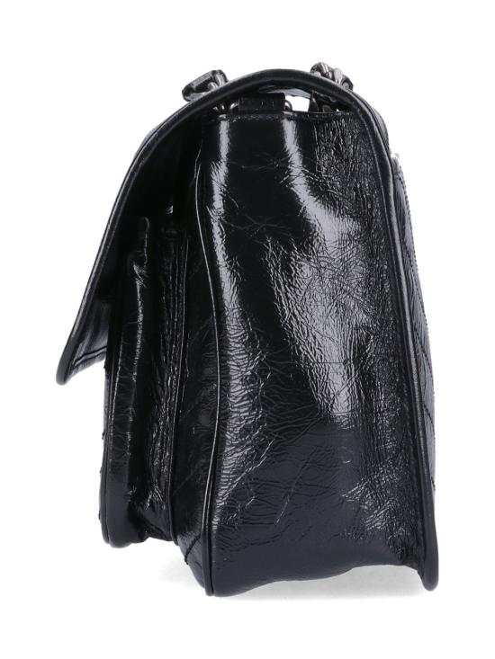 26FW 생로랑 크링클 빈티지 레더 미디움백 633158 0EN04 1000 Black - SAINT LAURENT