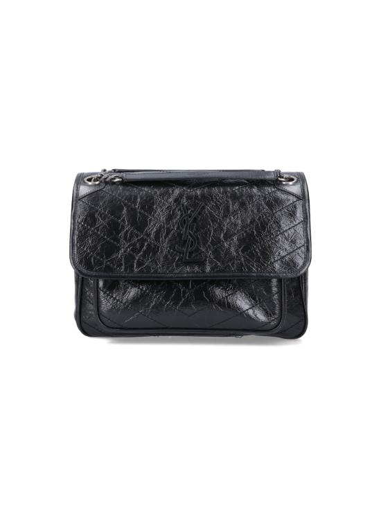 26FW 생로랑 크링클 빈티지 레더 미디움백 633158 0EN04 1000 Black