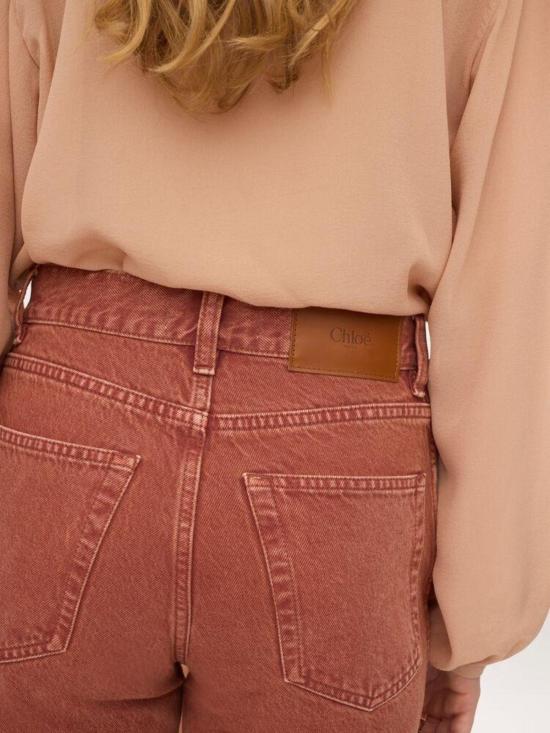  끌로에 스트레이트 팬츠 Chloé Chlo Jean En Denim De Coton Teint 크림슨 브라운 진 - CHLOE