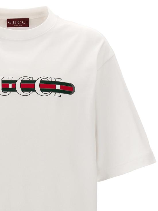  구찌 반팔 티셔츠 코튼 티셔츠 화이트 - GUCCI