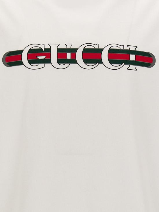  구찌 반팔 티셔츠 코튼 티셔츠 화이트 - GUCCI
