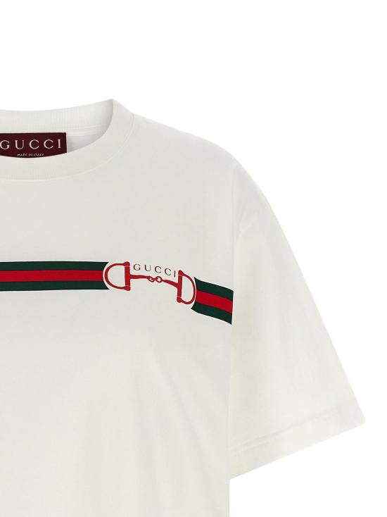  구찌 반팔 티셔츠 코튼 티셔츠 화이트 - GUCCI