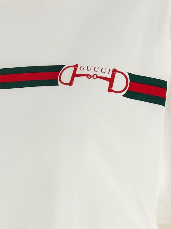  구찌 반팔 티셔츠 코튼 티셔츠 화이트 - GUCCI