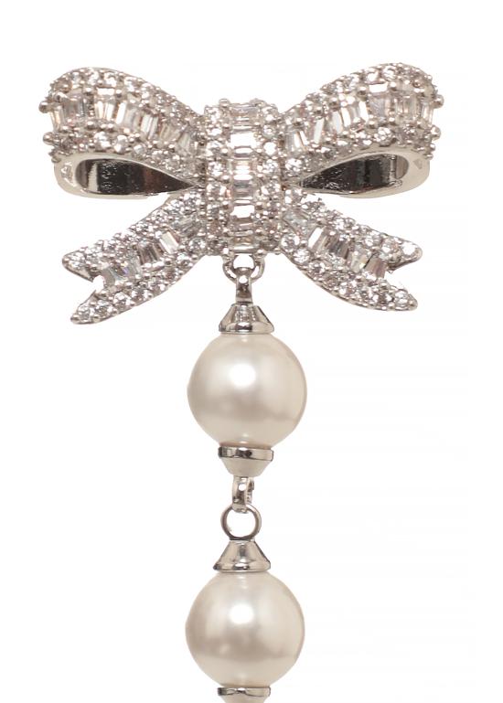 26FW 셀프 포트레이트 이어링 PF26601ESL CRYSTAL BOW PEARLSILVER - SELF PORTRAIT
