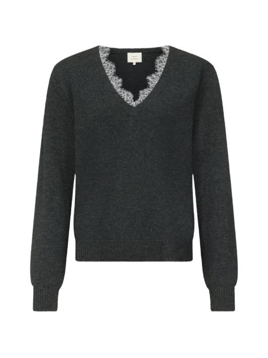 26FW 루루 드 세종 긴팔 티셔츠 LEYLACHARCOALIVORY Gray