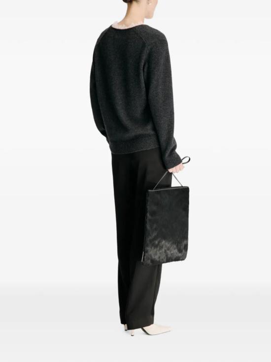 26FW 루루 드 세종 긴팔 티셔츠 LEYLACHARCOALIVORY Gray - LOULOU DE SAISON