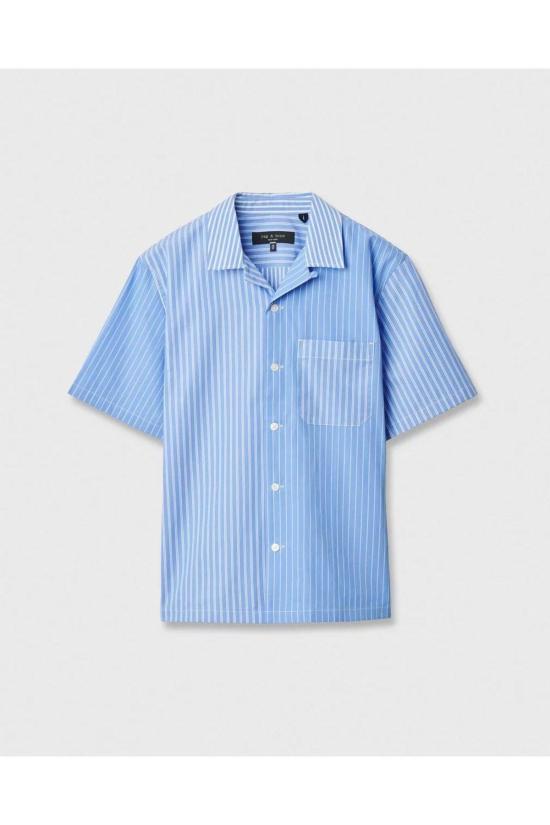  랙앤본 반팔 셔츠 Rag & Bone Avery Poplin  블루 멀티 스트라이프