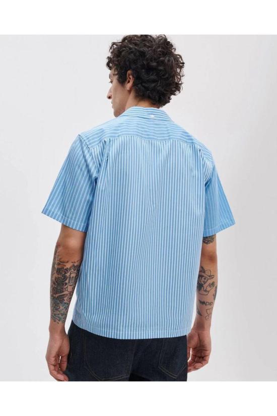  랙앤본 반팔 셔츠 Rag & Bone Avery Poplin  블루 멀티 스트라이프 - RAG & BONE