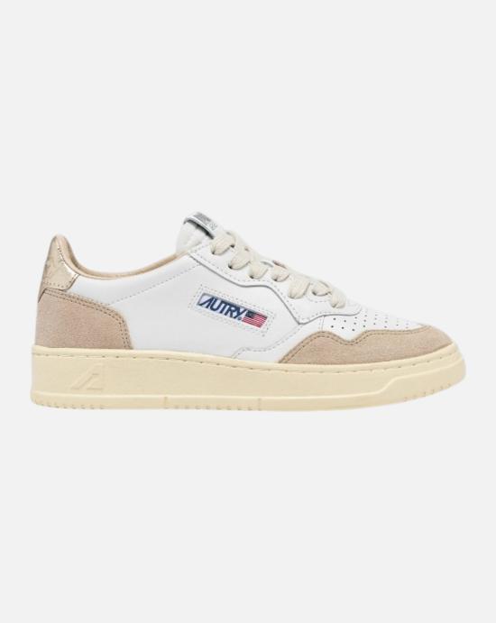 26FW 오트리 메달리스트 로우 레더 스니커즈 AULW LS75 WHT GOLD WHITE GOLD